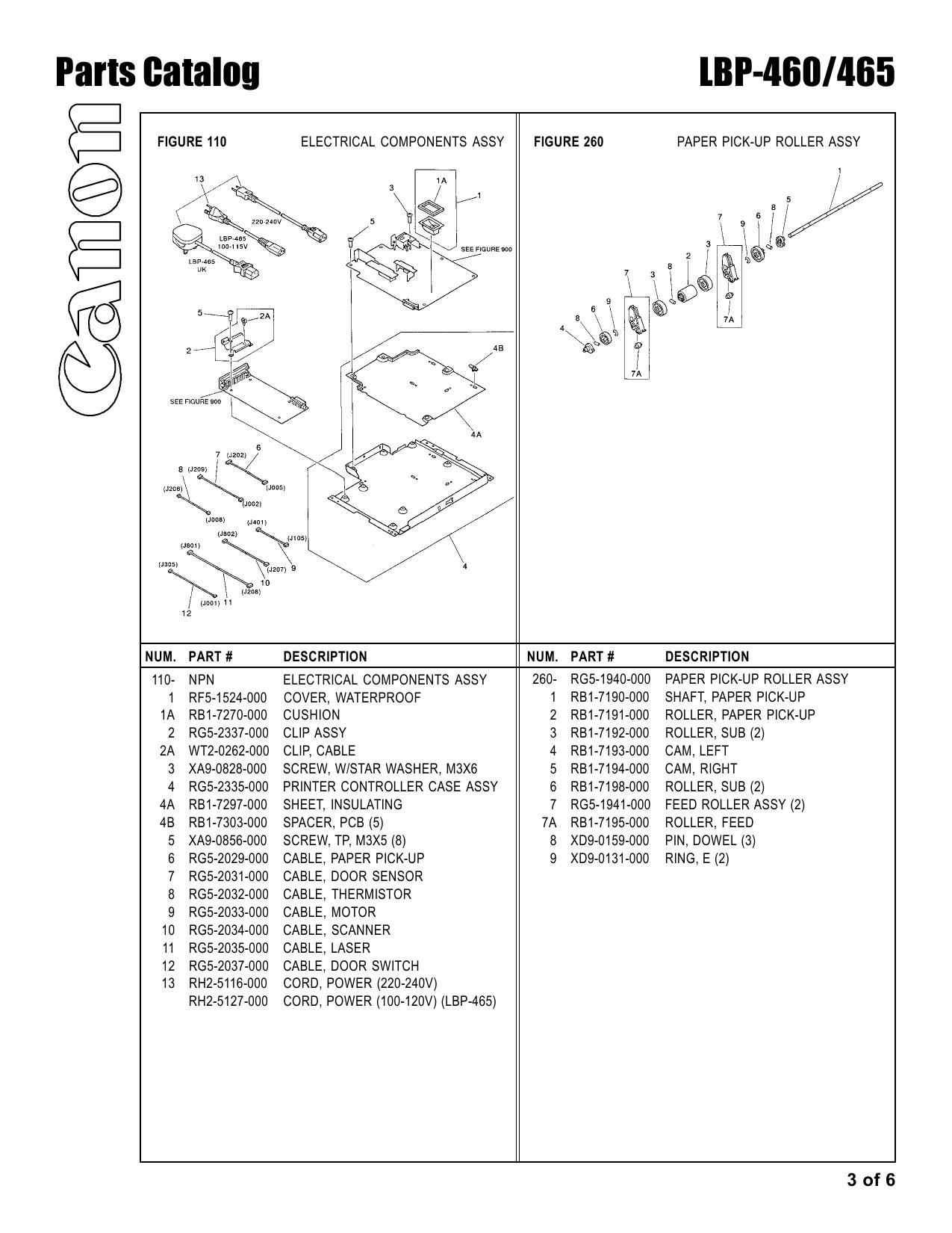 Canon imageCLASS LBP-460 465 Parts Catalog Manual-3